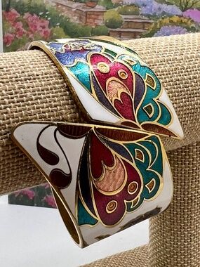 Cloisonné Hinged Butterfly Bracelet
